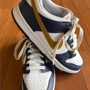 Nike Kids' Sneakers in White, Navy, and Gold